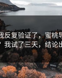 这几天我反复验证了，蜜桃导航到底怎么选？我试了三天，结论出乎意料