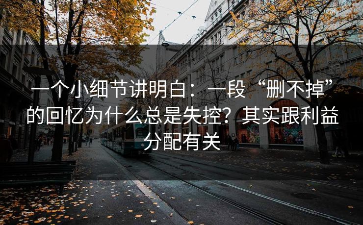 一个小细节讲明白:一段“删不掉”的回忆为什么总是失控?其实跟利益分配有关 一个小细节讲明白:一段“删不掉”的回忆为什么总是失控?其实跟利益分配有关